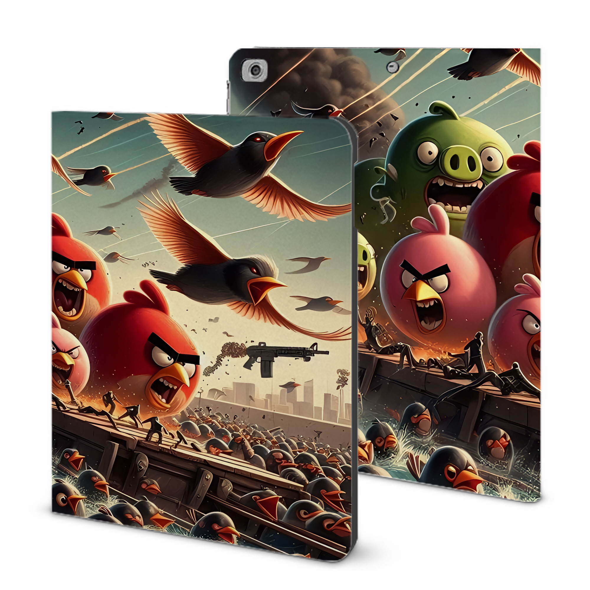 （画像用） Angry Birds アングリーバード IPad ケース ブック型 PUレザー TPU 耐衝撃 軽量 薄型 ペン収納なし 全面保護 IPad 各モデル対応